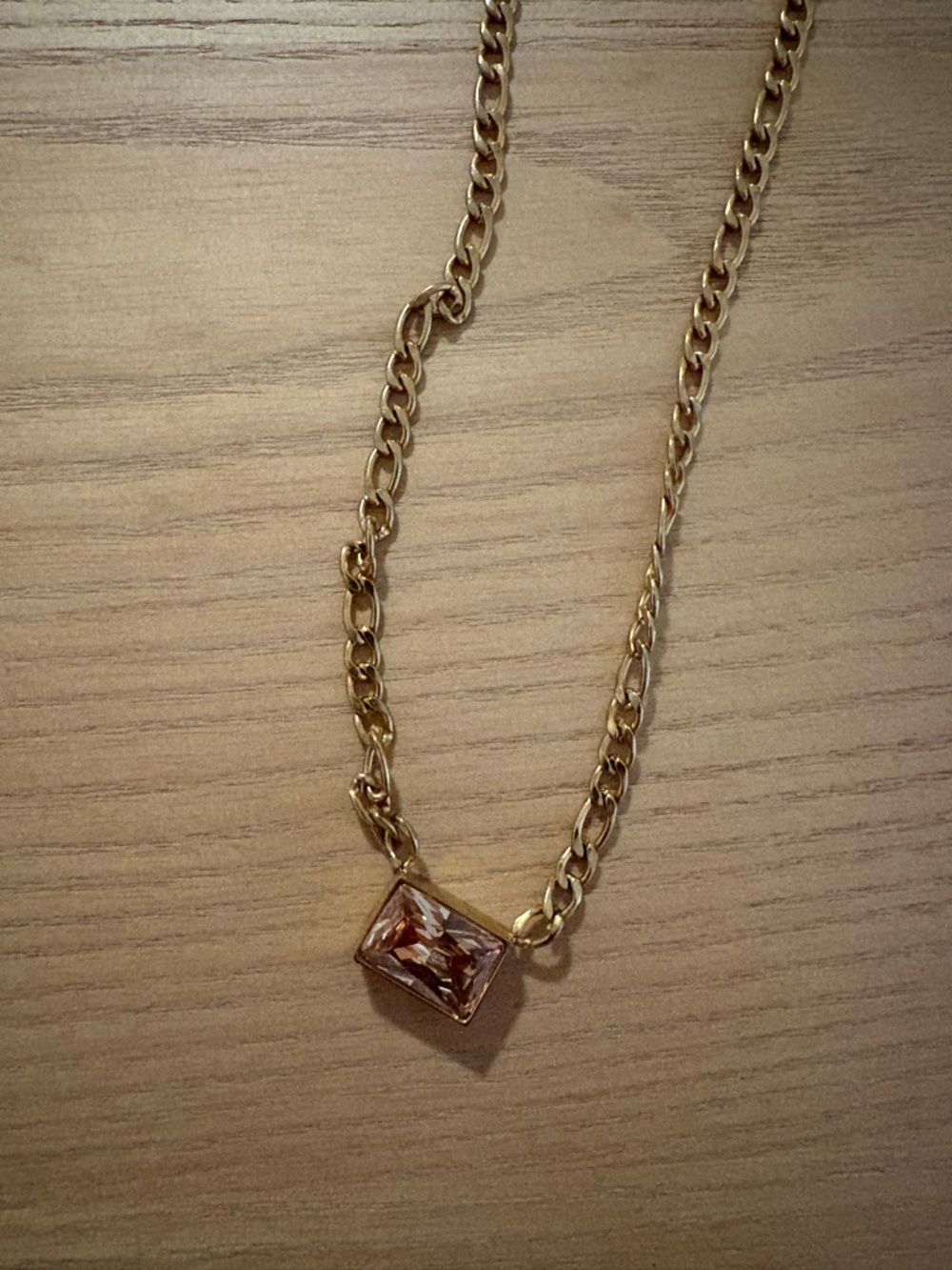 Gold Necklace Topaz Pendent